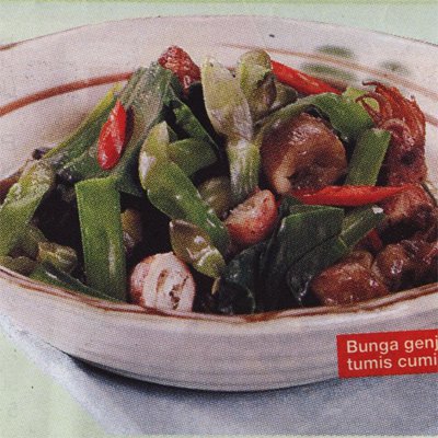 Bunga Genjer Tumis Cumi Telur