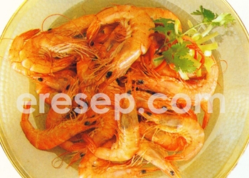 Udang Rebus Saus Bawang